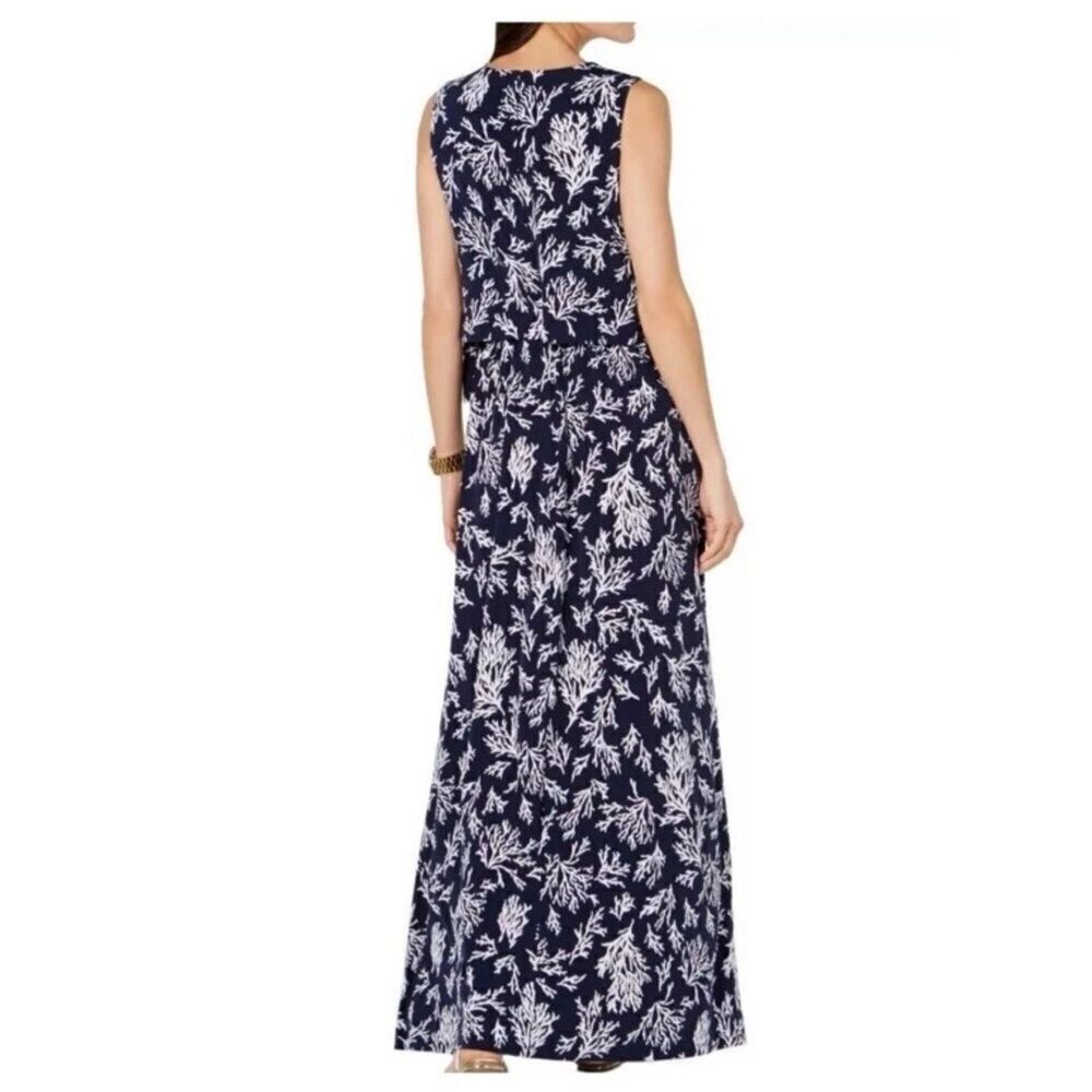 MICHAEL KORS NEW Women's Reef-print Grommet-laced Front-slit Maxi Dress S Coral